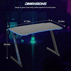 BestOffice | 47" Gaming Table | Blue | Z-Shaped Computer Desk - Image 3