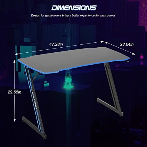 BestOffice | 47" Gaming Table | Blue | Z-Shaped Computer Desk - Image 3