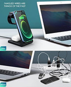 3 in 1 Wireless Charging Station, 2026 Upgraded Fast Desk Charger Station for iPhone 17 16 15 14 13 12 Pro Max Plus, Charger Stand for Apple Watch 10 9 8 7 6 5 4 3 2 SE, Airpods 4 3 2 Pro(Black) - Image 6