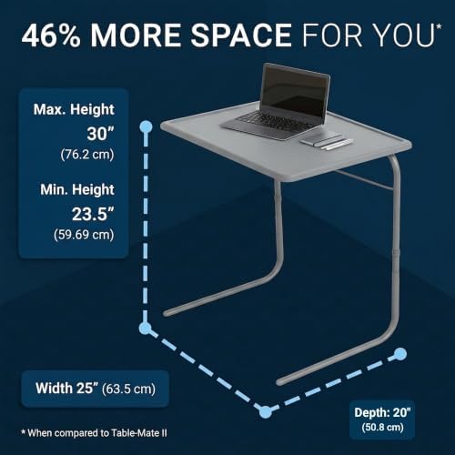 Table-Mate TV Tray Table | Portable Desk Folding Dinner Tray, Couch Table Trays for Eating Snack Food, Portable Laptop Desk, Bed Trays for Eating | Adjustable TV Trays with 3 Angles and Cup Holder - Image 2