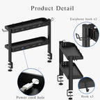 Clamp on Desk Shelf, 17in 2-Tier Office Desk Shelves Organizer, Small Shelf for Top of Desk with Headphone Holder and Hooks, Desktop Storage Rack for Home Workspace, Study Rooms, Gaming Accessories - Image 4