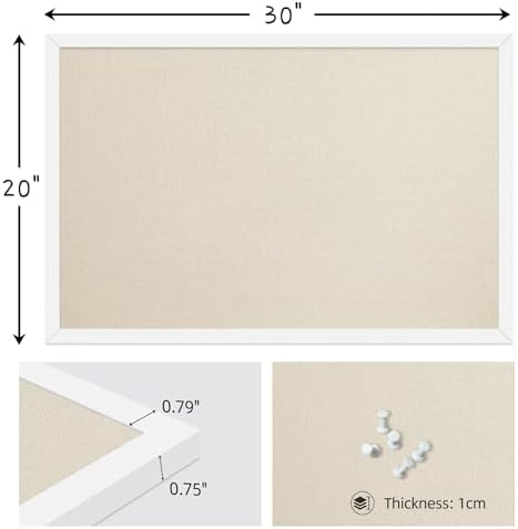 20"x30" White Framed Natural Wood Tone Bulletin Board, Pin Board - Image 2