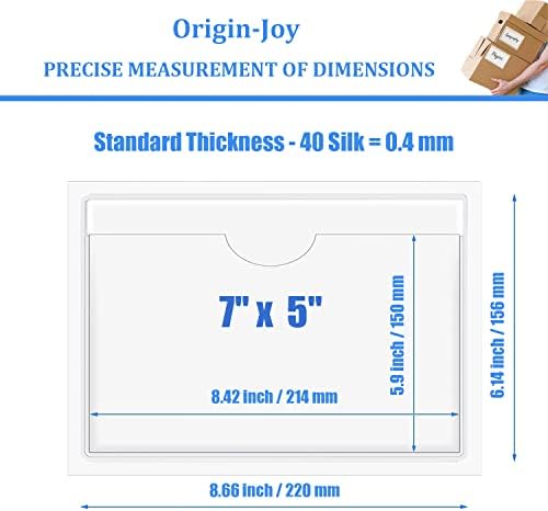 Origin-Joy 35 PCS Self Adhesive Index Card Pockets with Top Open, Clear Plastic Label Holder for Cards of Note, Library and Business, Adhesive Label Pockets & Card Holder (7 x 5 inch) - Image 2
