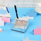 Aegean-Santorini Memo Pad 3D with Light,Kawaii Memo Pad Non-Stick 3D Sticky Notes,3D Art Craft Note Pad Notepad with Pen Holder Silhouette DIY Creative Gift - Image 3