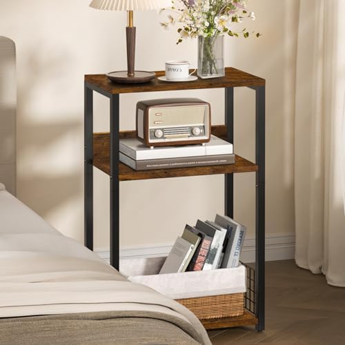 LELELINKY Large Brown Record Player Stand, 3 Tier 18" Wide Big End Table with Vinyl Storage Up to 130 Albums, Industrial Turntable Printer Tables, Modern Side Tables for Living Room, Bedroom, Office - Image 5