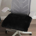 LLB Sheepskin Chair Covers Office Chair Cushion Dining Room Chair Pads Desk Chair Seat Cushion for Computer Chair Fur Area Rugs for Living Room 19x19 Inch (Pack of 1), Shearling Black by LLB