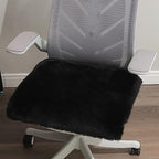 LLB Sheepskin Chair Covers Office Chair Cushion Dining Room Chair Pads Desk Chair Seat Cushion for Computer Chair Fur Area Rugs for Living Room 19x19 Inch (Pack of 1), Shearling Black by LLB