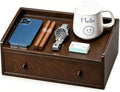 Solid Wood Desk Organizer with Drawer and Adjustable A4 Tray by GroveMindooOfficeStorage