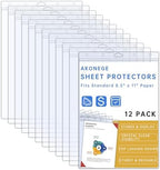 AKONEGE 12PCS Hard Sheet Protectors 8.5 x 11 Waterproof Resealable Zip Paper Page Protectors Clear Rigid Plastic Sleeves for Photos Certificate, Heavy Duty Document Holder Wall Sign Holder, Vertical by AKONEGE