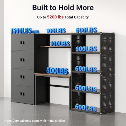 FLEXIMOUNTS 117" L Modular Garage Storage Cabinet with Workbench, Black - Image 6