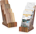 2 Pack Acacia Wood 4 Inch Wide pamphlet holder stand 4-Tier Flyer Display Stand 4×6 Inch Postcard Greeting Card Countertop Trifold Literature Holder Booklet Menu Organizer For Office Home by Unknown