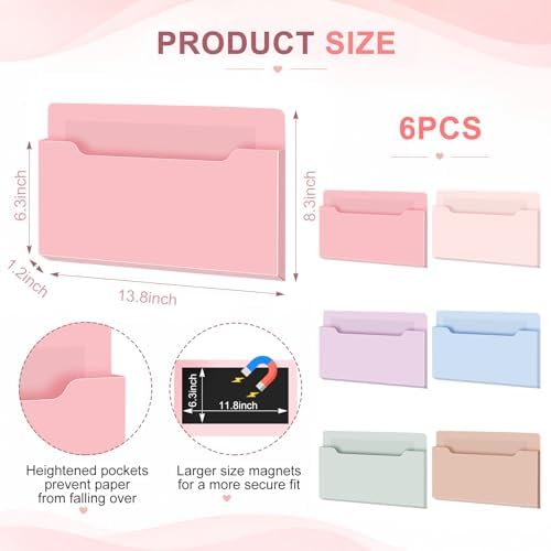 Fuutreo Magnetic Wall File Holder,6pcs,Aesthetic Color,Horizontal-large - Image 2