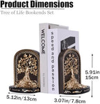 Tree of Life Bookends, Black Gold 2 Non-Skid Heavy Decorative Bookends for Shelves Or Bookcase, Elegant Bookends for Library Office Decor, Home Décor Gift - Image 3