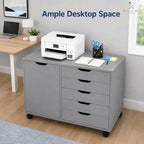 Naomi Home Amy 5-Drawer Rolling Office File Cabinet - Gray - Image 5