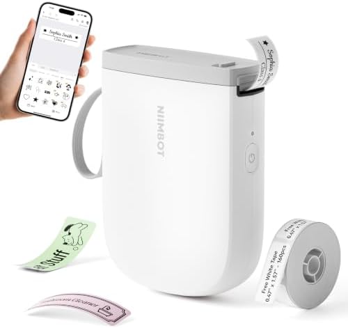NIIMBOT D11 Upgraded Version 300 DPI Label Maker with Tape, White by NIIMBOT%C2%AE