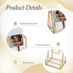3 Pcs 4 Inches Gold Glass Brochure Holder with Business Name Card Holder Trifold Pamphlet Stand Countertop Literature Flyer Brochure Displayfor Menu, Booklets, Journals Display, Magazine - Image 3