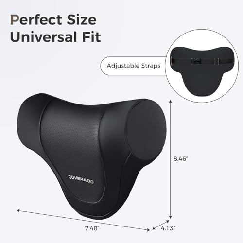 Coverado Car Headrest Pillow, Ergonomic Memory Foam Car Neck Pillow for Driving Seat with Adjustable Strap, Soft PU Leather Breathable Removable Cover Neck Support for Neck Pain Relief - Image 7