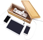 Changsuo Cable Management Box Wooden Cord Organizer Box for Extension Cord Power Stripe Surge Protector Wire Management Concealer Organizer Cover Hider for Desktop Home Office Kitchen (Light Natural) - Image 3