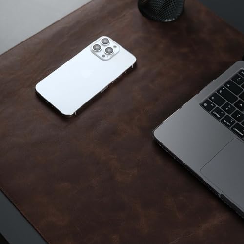 Jersey Genuine Calfskin Leather Desk Pad, Office Desk Mat with Non-Slip Bottom, Smooth Surface for Mouse & Keyboard, Desk Protector (36x19 inches) (Dark Brown) - Image 5