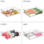 mDesign Wide Plastic Stackable Bathroom Storage Organizer Bin with Pull Out Drawer for Cabinet, Vanity, Shelf, Cupboard, Cabinet, Countertop, Closet Organization - Lumiere Collection - 2 Pack - Clear - Image 6