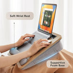HUANUO Laptop Lap Desk with Cushion, Fit up to 15.6" Laptops, Woodgrain - Image 3