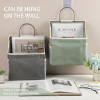 Woanger 12 Pcs Wall Hanging Storage Bag Wall Hanging Organizer Bag Over The Door Closet Basket Containers Bins with Hook Pocket for Bedroom Bathroom (Light Gray, Beige, Dark Gray, Black, Khaki, Green) - Image 5
