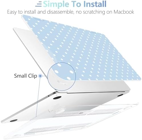 MEEgoodo for M5/M4/M3/M2 MacBook Air 15 inch Case 2026 2025 2024 2023, Case Fit Model (A3448/A3241/A3114/A2941) for MacBook Air 15.3 inch, Blue & White Polka Dots - Image 5