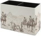 Pens Holder, Pencils Holder for Desk Organizer, Western Horse Cactus PU Leather Pencil Cups Desktop Stationery Storage Makeup Brush Holder Pens Organizer for Office Home - Image 7