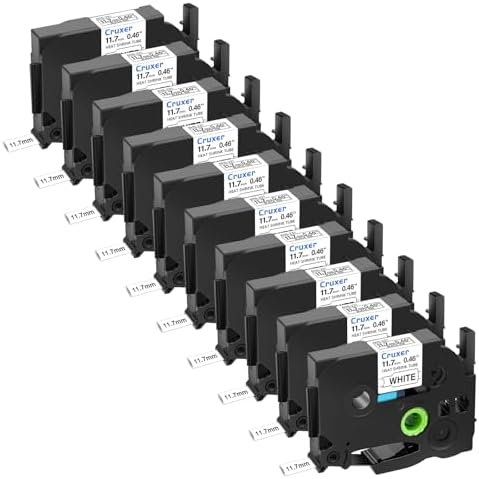 10 Pack Compatible with P-Touch HSe-231 11.7mm 0.46'' Heat Shrink Tube by Cruxer