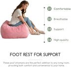 HIGOGOGO Square Stuffed Pouf Ottoman, Corduroy Poufs with Foam Chunk Filling, Furry and Fluffy Pouf Foot Stool Storage Ottoman, 25.6 X 25.6 Floor Poufs Foot Rest for Living Room, Pink - Image 5