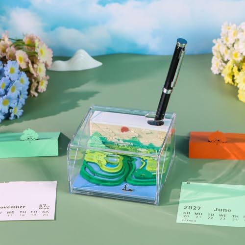 3D Memo Pad, 3D Calendar 2027, Time Piece Calendar, Tear-Off Calendars 2027, 3D Paper Carving Art Memo Pad, Art Carving Sticky Notes for Office Home Gifts Ornaments (Yunjian Terraced Fields) - Image 3
