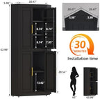 GAIOUS 63" Metal Corner Kitchen Pantry Cabinet, Food Storage Cupboard Black - Image 2