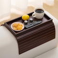 Bamboo Couch Arm Tray Table，Foldable Sofa Armrest Tray Table for Couch，Flexible and Anti-Slip Couch Arm Cup Holder，Portable Sofa Arm Chair Table for Drink,Cups, Eats，Snacks, Phone, Remote by HNLISA