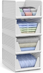 Sorbus Stackable Closet Organizer, Open-Front Shelf Bins (4 Medium) by Sorbus