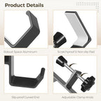 Double-Hook Design, Clamp-On Under Desk Holders, 6 Pcs Desk Mount Bag Holders, Clip-On Backpack Headphone Hangers for Tables, Portable Desk Purse Hooks, Gray - Image 5