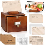 4x6 Wood Recipe Box with Cards and Dividers Vintage Recipe Card Box by DLUGOPIS