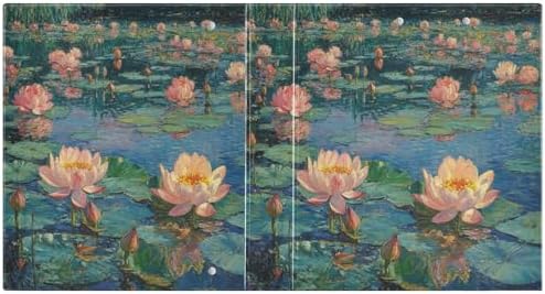 JIPONI 3 Ring Binder Lotus Monet 1 Inch Round Binders for Men Women Students, Cute File Organizer for Office Home School - Image 2