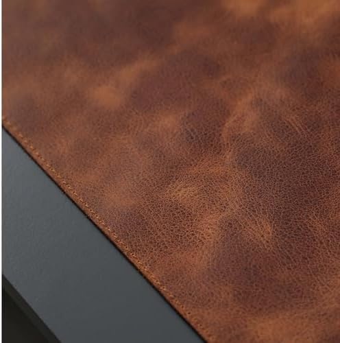 Jersey Genuine Calfskin Leather Desk Pad, Office Desk Mat with Non-Slip Bottom, Smooth Surface for Mouse & Keyboard, Desk Protector (14.6x31.5 inches) (Antic Tan) - Image 3
