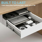 Under Desk Drawer Slide Out, Lockable Steel Drawer,13.8",White - Image 6