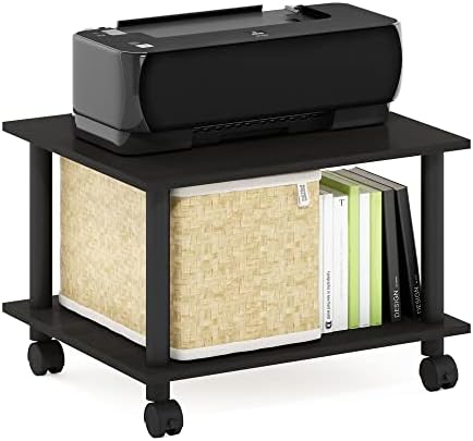 Furinno Econ Home Office Under Desk CPU and Printer Stand with Wheels, Espresso/Black by Furinno-FitsYourSpaceFitsYourBudget
