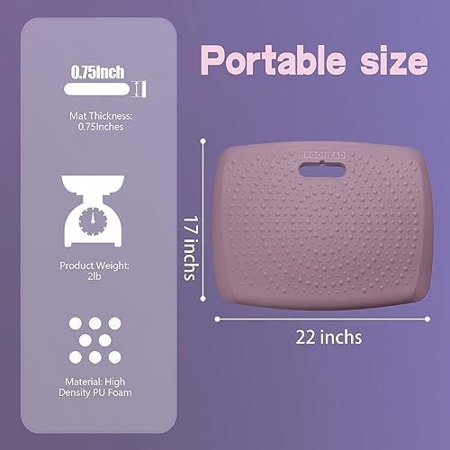 3/4 inch Thick Premium Anti Fatigue Mat with Massage Points, Ideal Standing Pad for Office & Home, Perfect Standing Desk Mat with Handle, Comfort Kitchen Floor Mat (Purple, 17" x 22") - Image 4