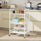 DCLRN 3 Tier Rolling Cart,Storage Organizer Cart,Multifunctional Storage Shelves,Rolling Metal Organization Cart with Handle and Lockable Wheels,for Home,Office,Kitchen,Bathroom(White) - Image 2