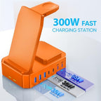 300W Charging Station for Multiple Devices Apple, Zutspzss 10 in 1 Wireless Charger for iPhone 16, GaN III USB C 65W PD Fast Charging Stand Dock for MacBook, Apple Watch&Airpods,Orange - Image 4