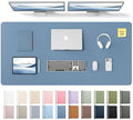 YSAGi Leather Desk Pad Protector, Office Desk Mat, Large Mouse Pad, Non-Slip PU Leather Desk Blotter, Laptop Desk Pad, Waterproof Desk Writing Pad for Office and Home (Blue,55" x 24") by YSAGi