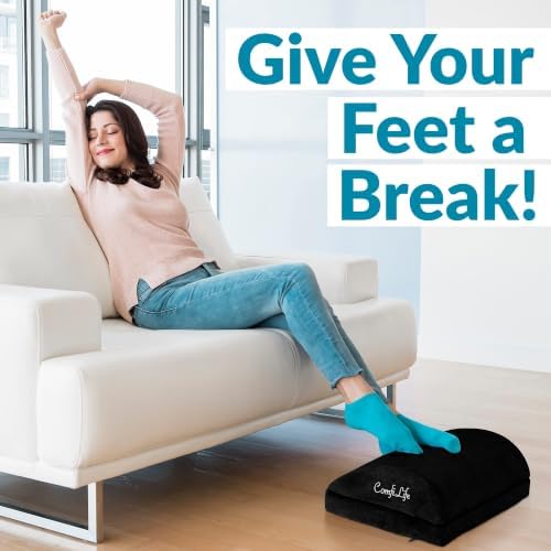ComfiLife Foot Rest for Under Desk at Work – Adjustable Desk FootRest for Office Chair, Gaming Accessories – Ergonomic Teardrop Design for Back, Hip & Leg Pain Relief – 100% Memory Foam (Black) - Image 7