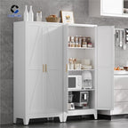 COFaR 61'' Tall Metal Storage Cabinet, Farmhouse Kitchen Pantry Cabinet with Doors and 3 Adjustable Shelves, White Metal Cabinets for Kitchen, Bathroom, Laundry, Garage, 4-Tier - Image 3