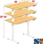 SHW 40-Inch Electric Height Adjustable Standing Desk w/Drawer, Oak - Image 2