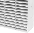 48 Slot Mail Sorter Organizer, Wood Literature Organizer Student Mailbox for Classroom, Desktop File Paper Storage Rack for Office Home School - 31.5" L×12”W×37.8“H (White, 48-Compartment) - Image 3