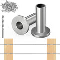 Steel DN Mate 200 Pack Stainless Steel Protector Sleeves for 1/8" 5/32" or 3/16" Cable Railing, Cable Protector Sleeves for Cable Railing System,T316 Cable Railing Hardware with a Drill Bit, DE50 by SteelDNMate