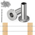 Steel DN Mate 200 Pack Stainless Steel Protector Sleeves for 1/8" 5/32" or 3/16" Cable Railing, Cable Protector Sleeves for Cable Railing System,T316 Cable Railing Hardware with a Drill Bit, DE50 by SteelDNMate